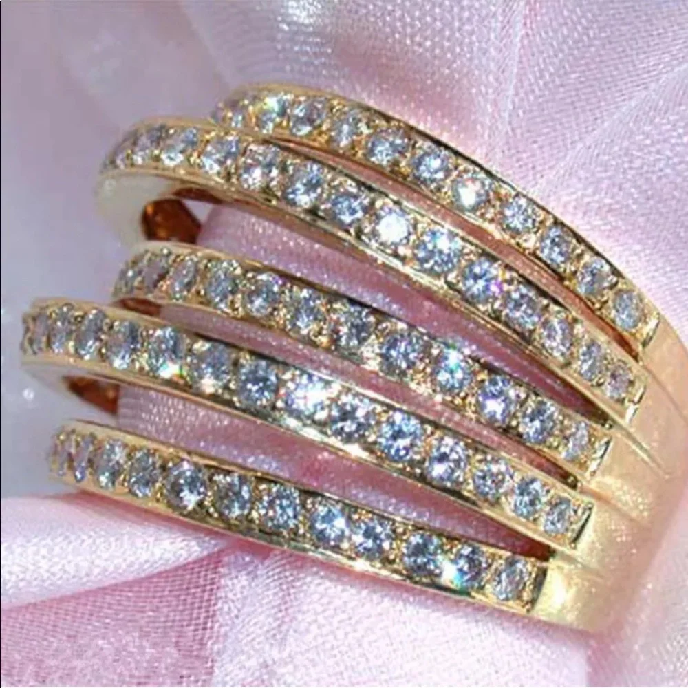 New Women’s Yellow Gold Plated Stackable Ring - Picture 2 of 3